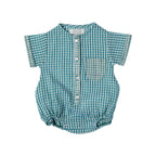 Barboteuse bébé Timéo Vichy Bleu/Vert
