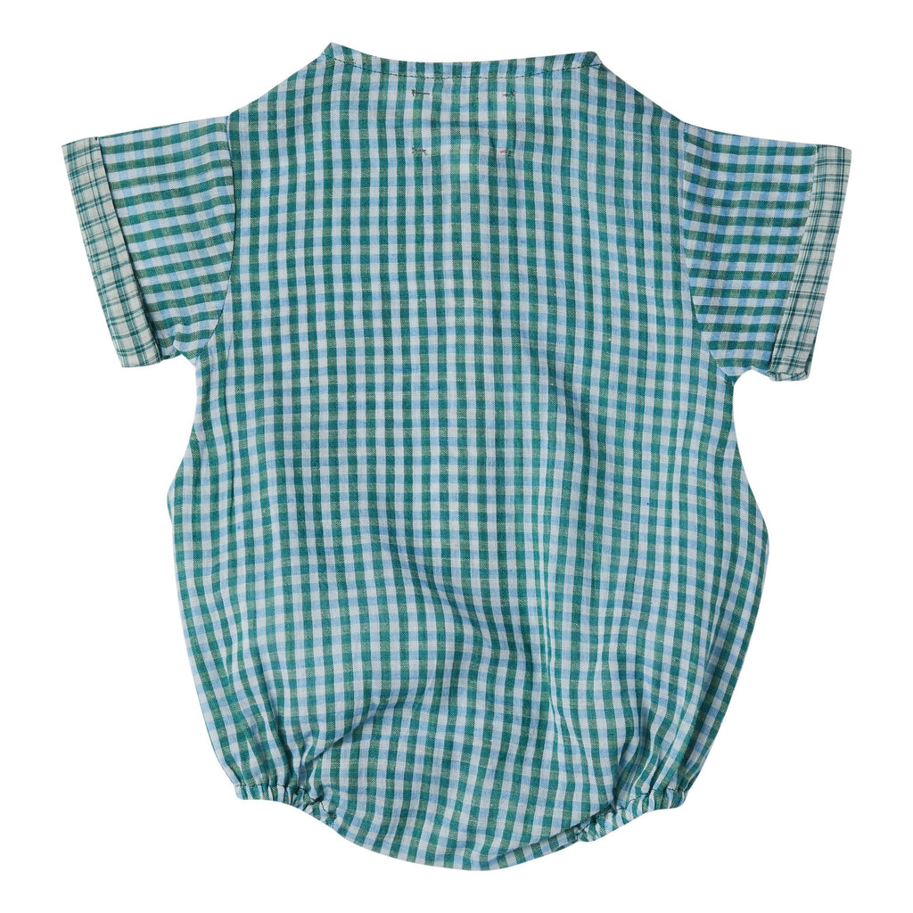 Barboteuse bébé Timéo Vichy Bleu/Vert