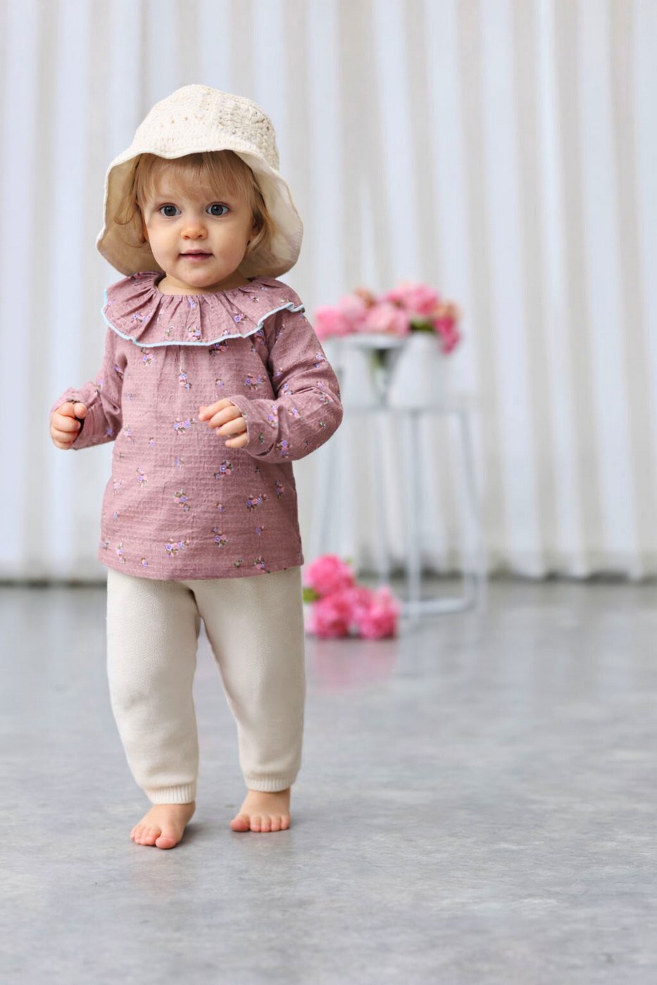 Barboteuse Castille Vieux Rose - Bébé Fille