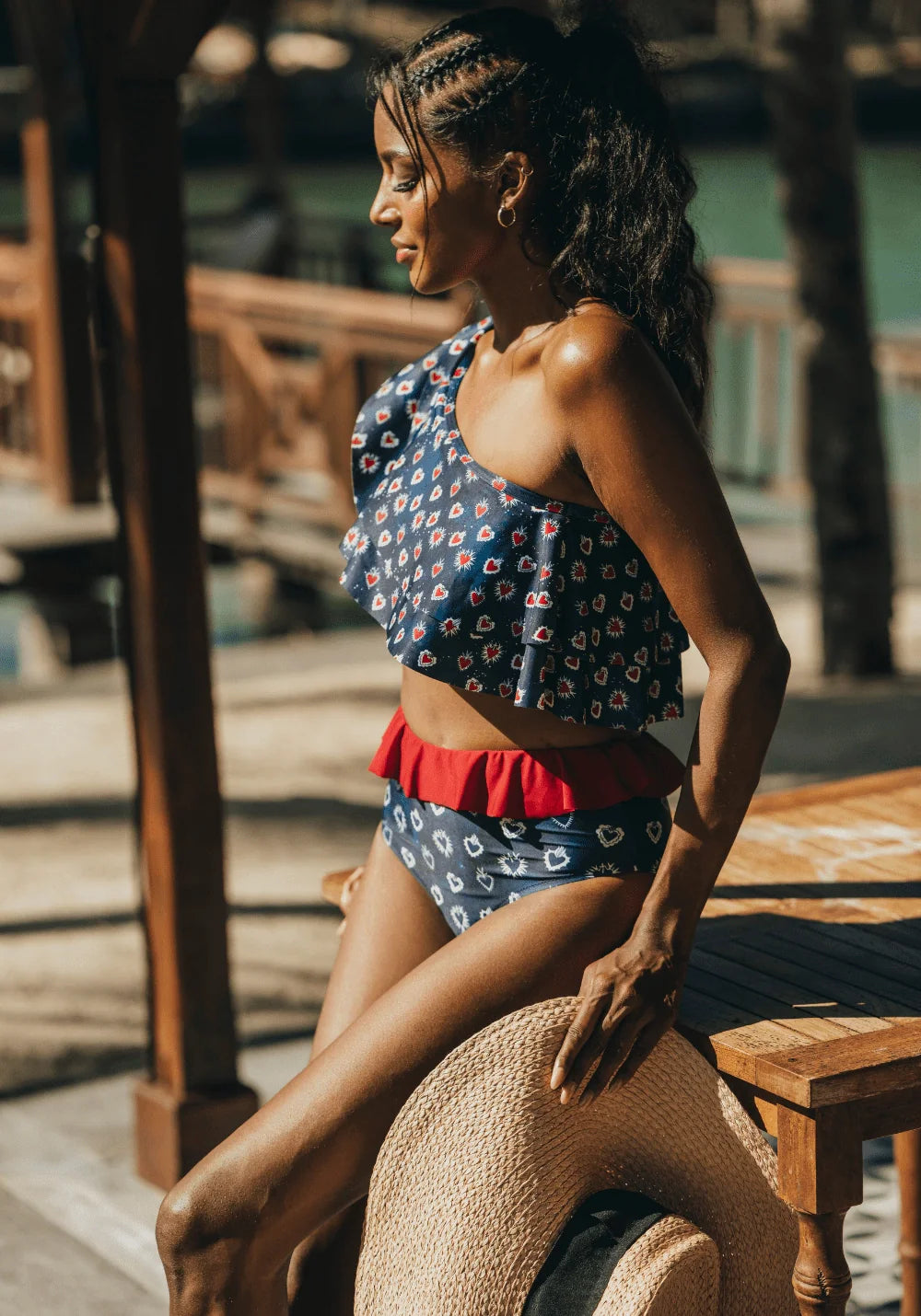 Parte Inferior de Traje de Baño 2 Piezas - Josephina - Print Corazón Azul