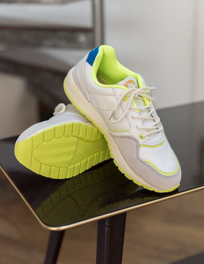 Basile Low Sneakers - Leather Blanc And Fluo