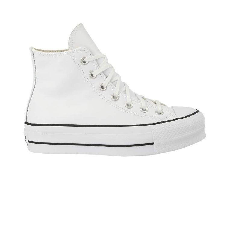 Zapatillas altas de piel con plataforma - Blanco