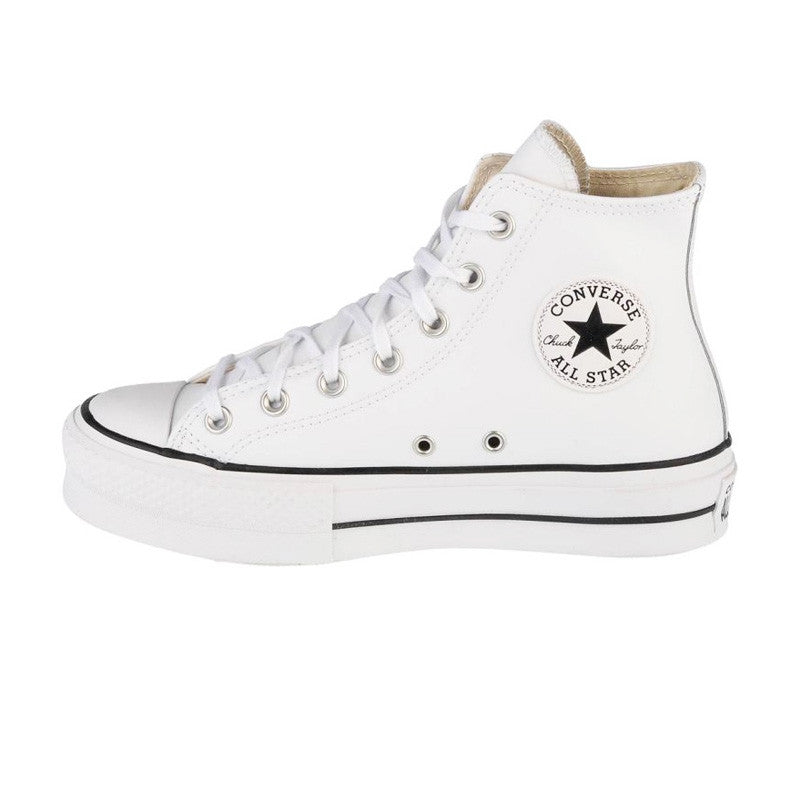 Zapatillas altas de piel con plataforma - Blanco