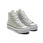Canvas Hi Platform Sneakers - Gray And White