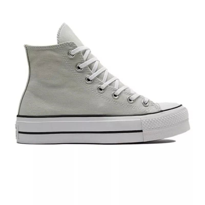 Canvas Hi Platform Sneakers - Gray And White