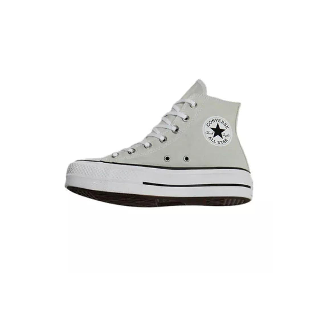 Canvas Hi Platform Sneakers - Gray And White