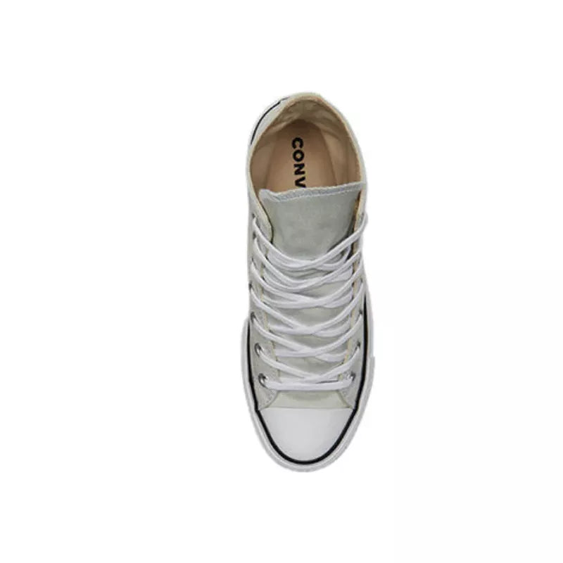Canvas Hi Platform Sneakers - Gray And White