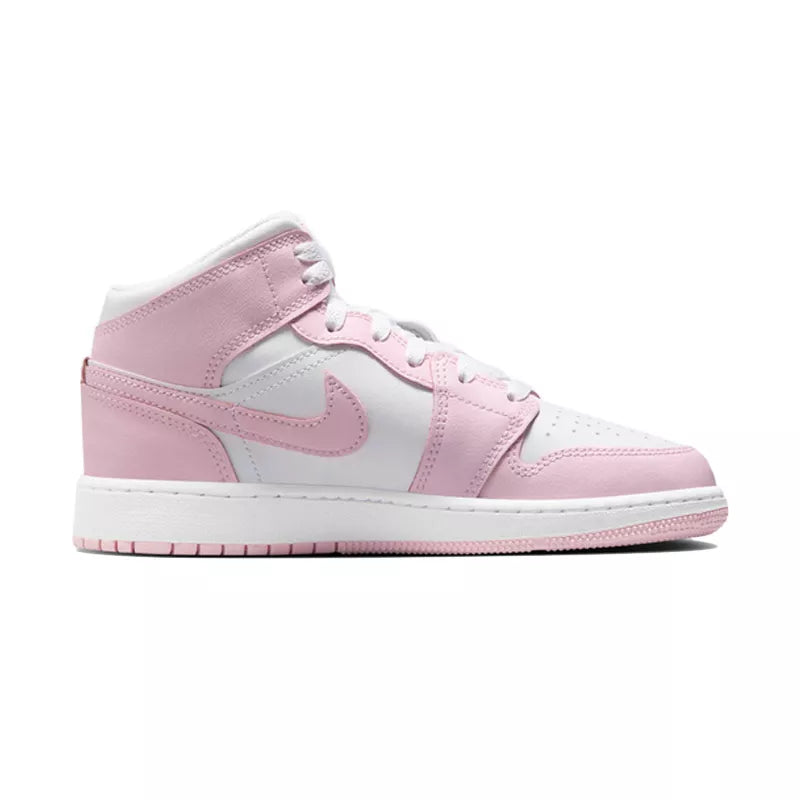 Baskets Nike Air Jordan 1 Mid Gs - Rose/Blanc