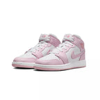 Baskets Nike Air Jordan 1 Mid Gs - Rose/Blanc