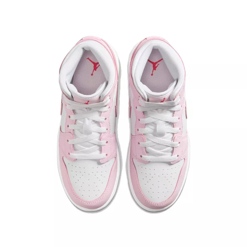 Baskets Nike Air Jordan 1 Mid Gs - Rose/Blanc