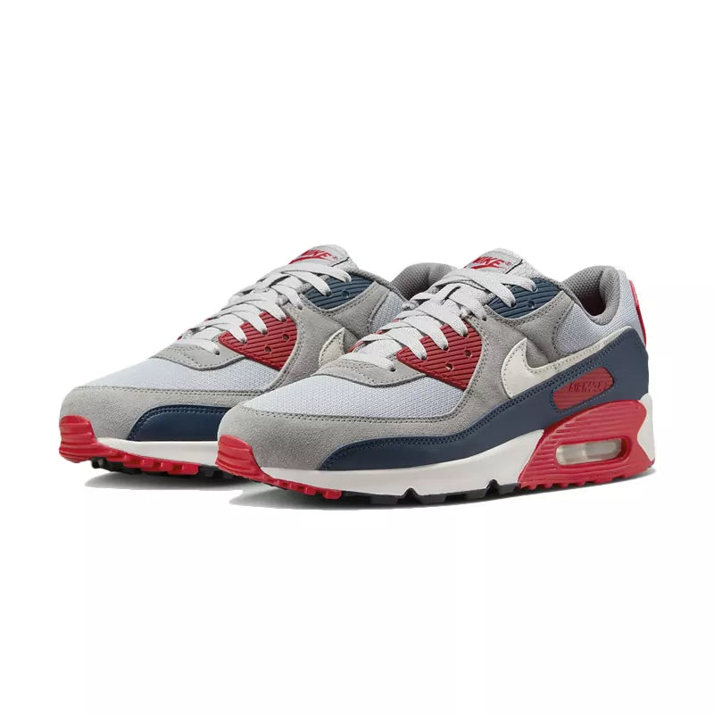 Baskets Nike Air Max 90 - Gris, Bleu Marine, Rouge, Blanc