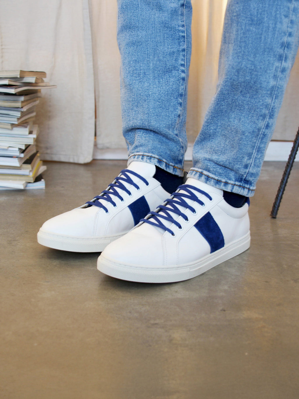 Baskets Made In France Cuir Bleu - Femme