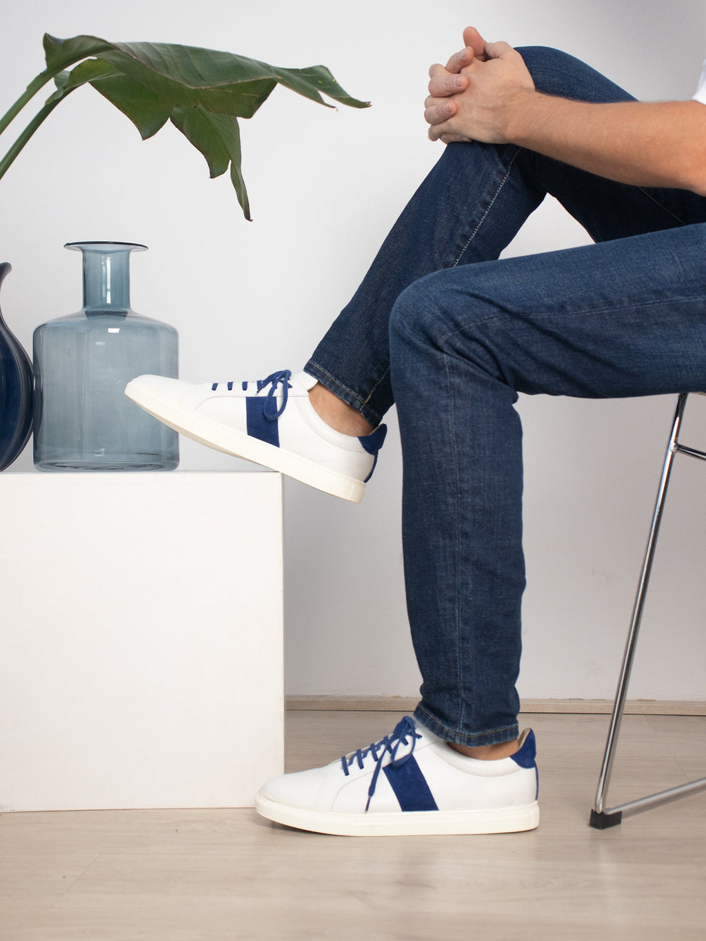 Baskets Made In France Cuir Bleu - Femme
