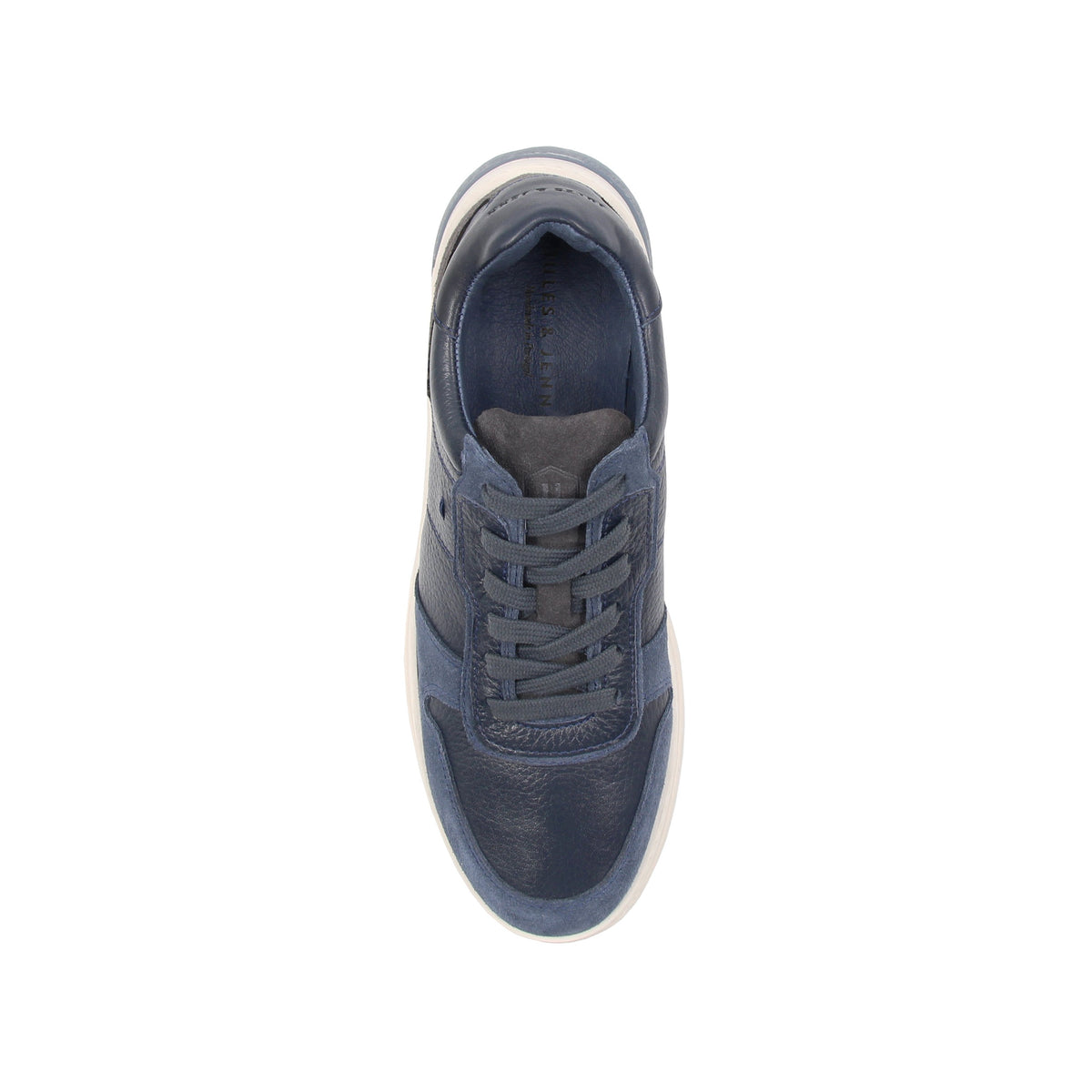 Baskets Léo Cuir Bleu - Homme
