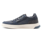 Baskets Léo Cuir Bleu - Homme