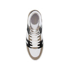 Baskets Montantes Cuir Blanc Noir - Femme