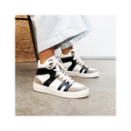 Baskets Montantes Cuir Blanc Noir - Femme