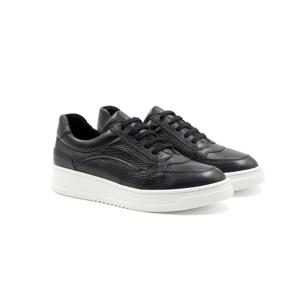 Baskets Vintage Cuir Grainé Noir - Femme