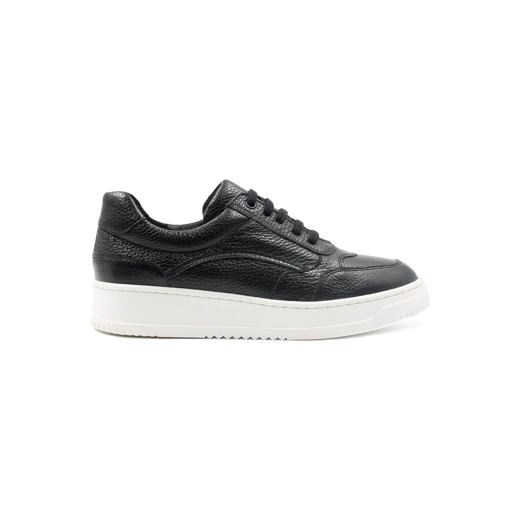 Baskets Vintage Cuir Grainé Noir - Femme