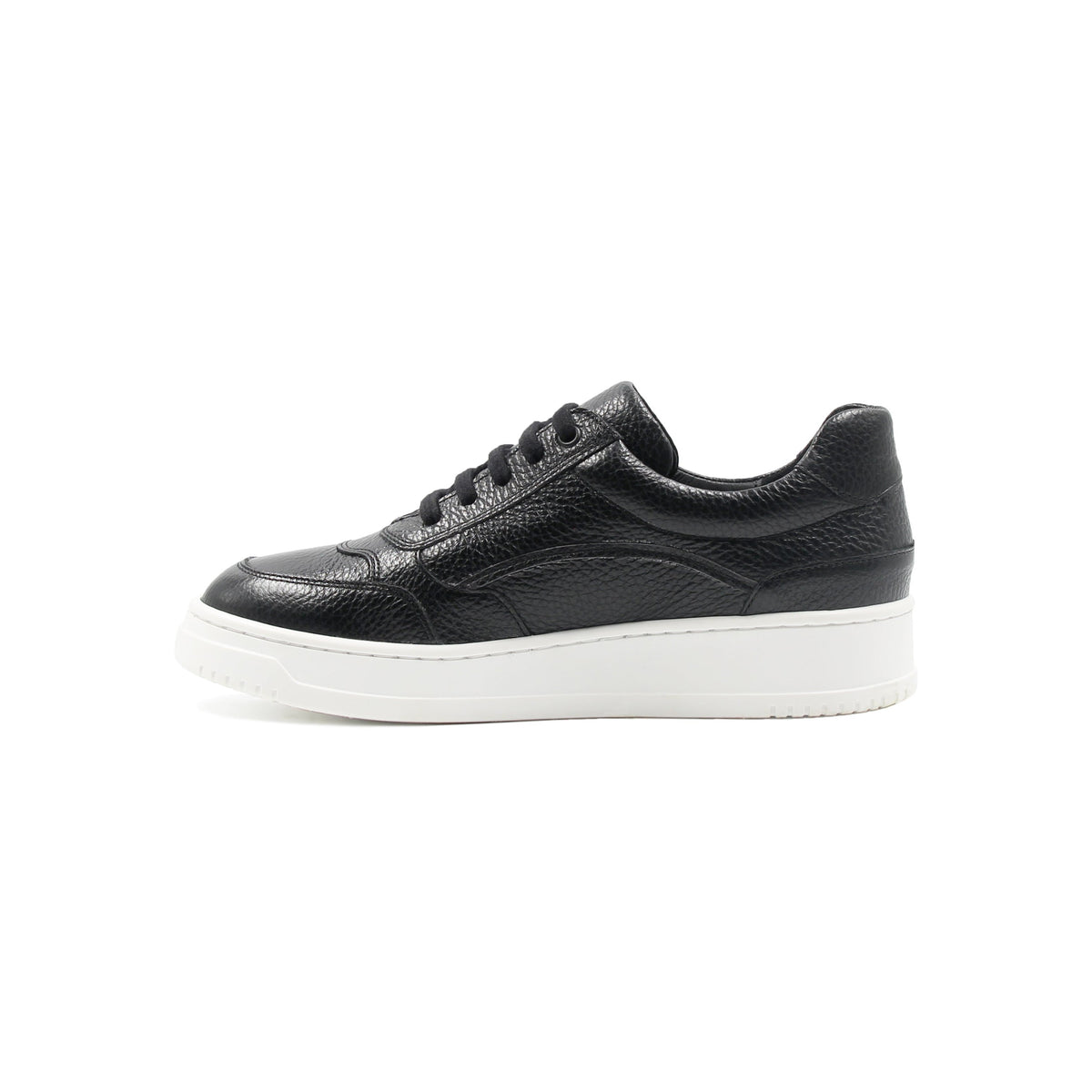 Baskets Vintage Cuir Grainé Noir - Femme