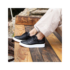 Baskets Vintage Cuir Grainé Noir - Femme