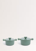 Pot Studio - 2 Cacerolas De Aluminio Fundido Y Mango De Baquelita - Verde Salvia