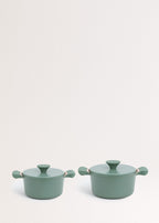 Pot Studio - 2 Cacerolas De Aluminio Fundido Y Mango De Baquelita - Verde Salvia
