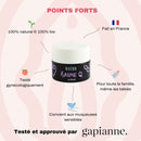 Schéma des points forts de la crème anti-irritation anus de Baûbo vendue par Gapianne