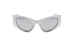 Luxury Eyewear – Occhiali da sole - Balenciaga, occhiali da sole bianchi con lenti a specchio, vista frontale