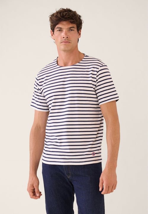 T-Shirt Manches Courtes En Coton Stretch - T-Shirt Mariniere Marine