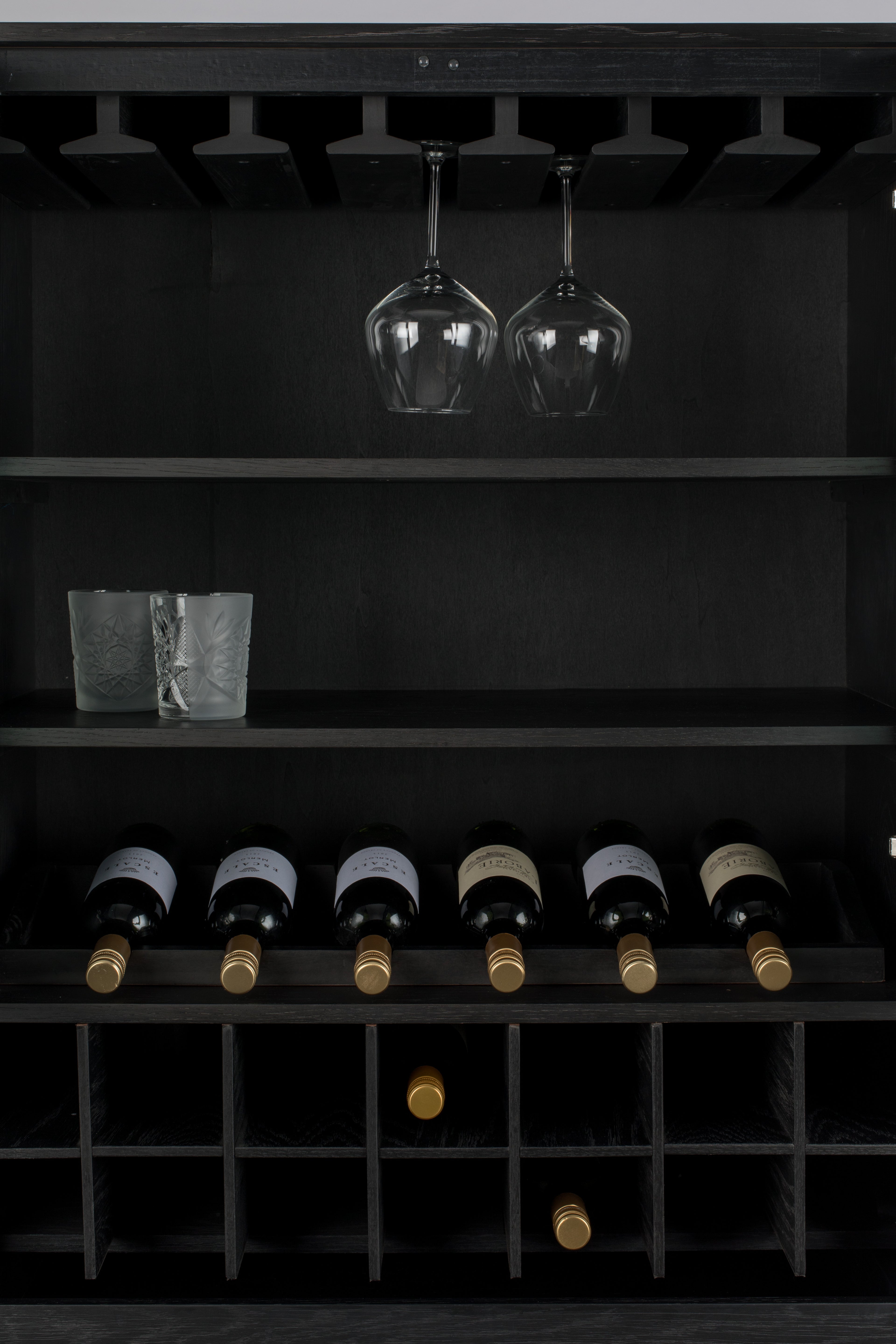 Travis - Wine Cabinet - Oak Veneer - Black Oak