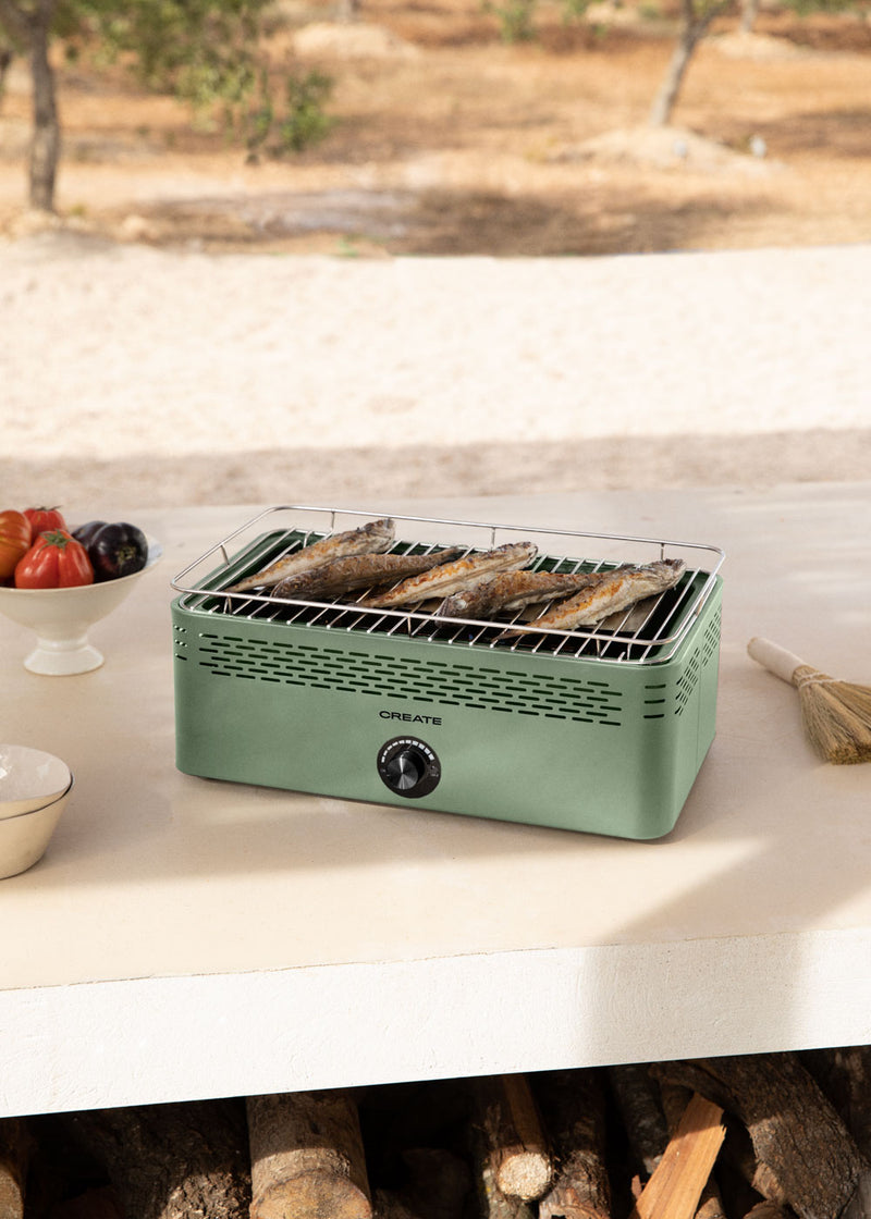 Parrilla compacta - Parrilla de carbón portátil sin humo - Verde salvia