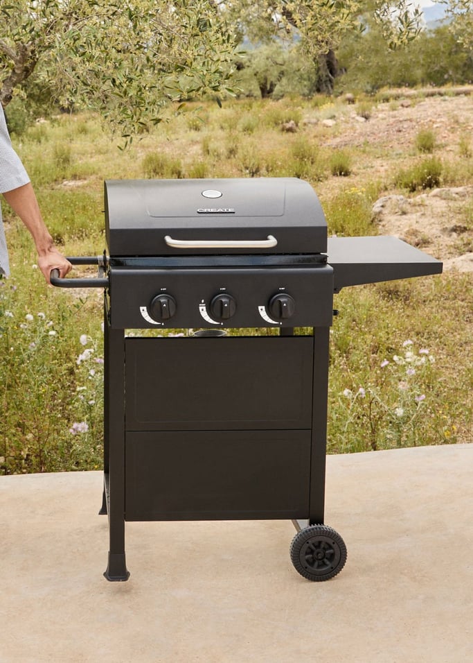 Quemador De Gas BBQ - Barbacoa De Gas De 9Kw Con 3 Quemadores Y Mesa Plegable. - Exclusivo