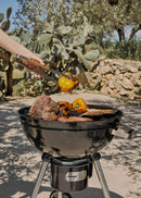 BBQ Smokey Kettle - Barbacoa ahumadora de carbón con recolector de brasas - Negro