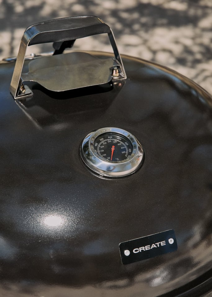 BBQ Smokey Kettle - Barbacoa ahumadora de carbón con recolector de brasas - Negro
