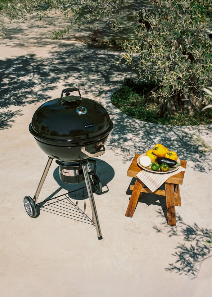 BBQ Smokey Kettle - Barbacoa ahumadora de carbón con recolector de brasas - Negro
