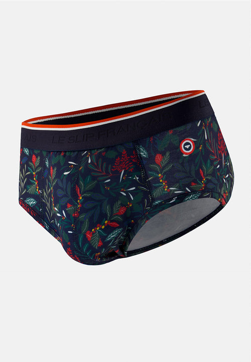 Slip Bleu Marine À Motif Houx - Terrible Houx Marbre Vert