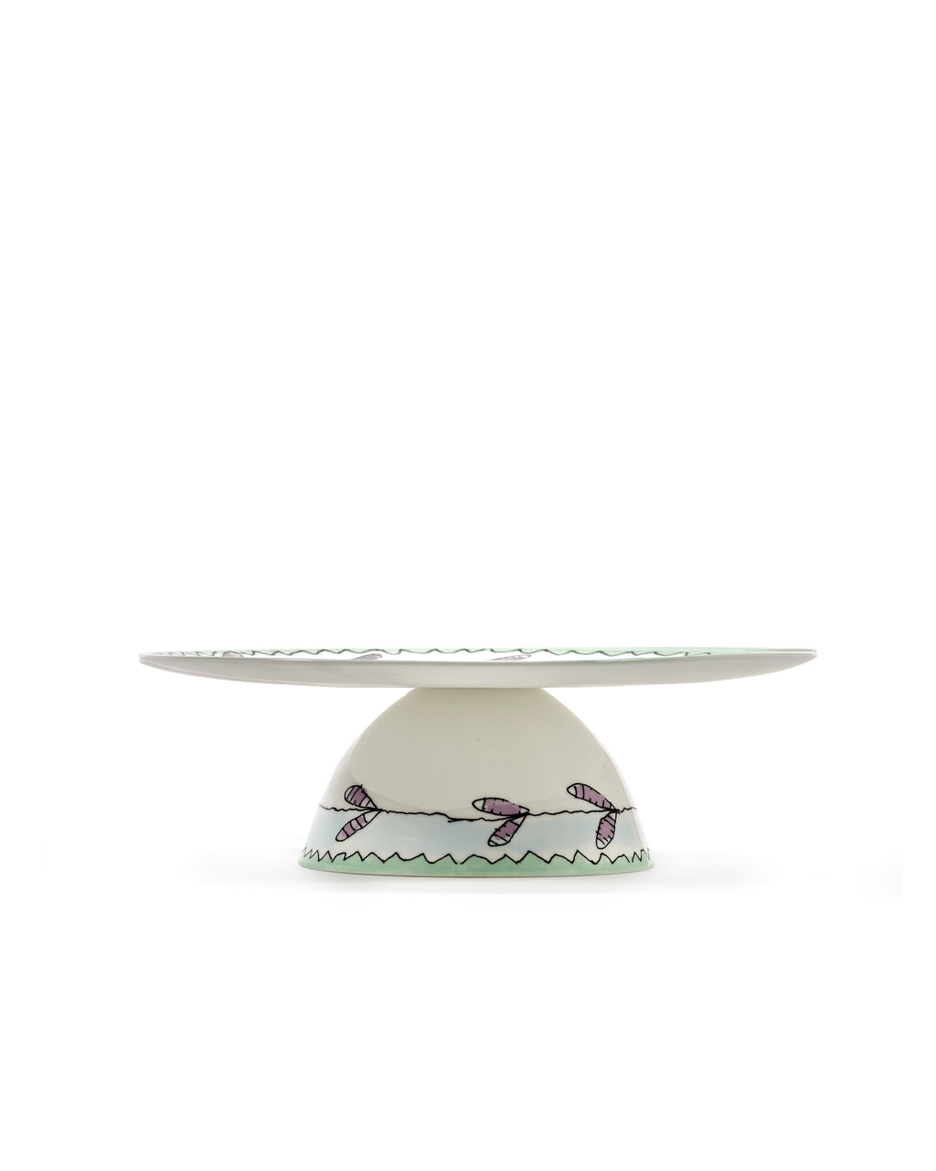 Midnight Flowers - Plat À Gâteau - L - Porcelaine Fine Bone China - Blossom Milk