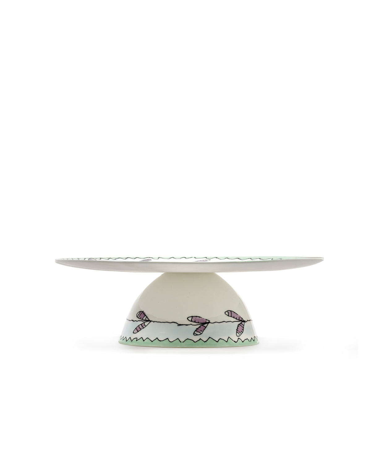 Midnight Flowers - Plat À Gâteau - L - Porcelaine Fine Bone China - Blossom Milk