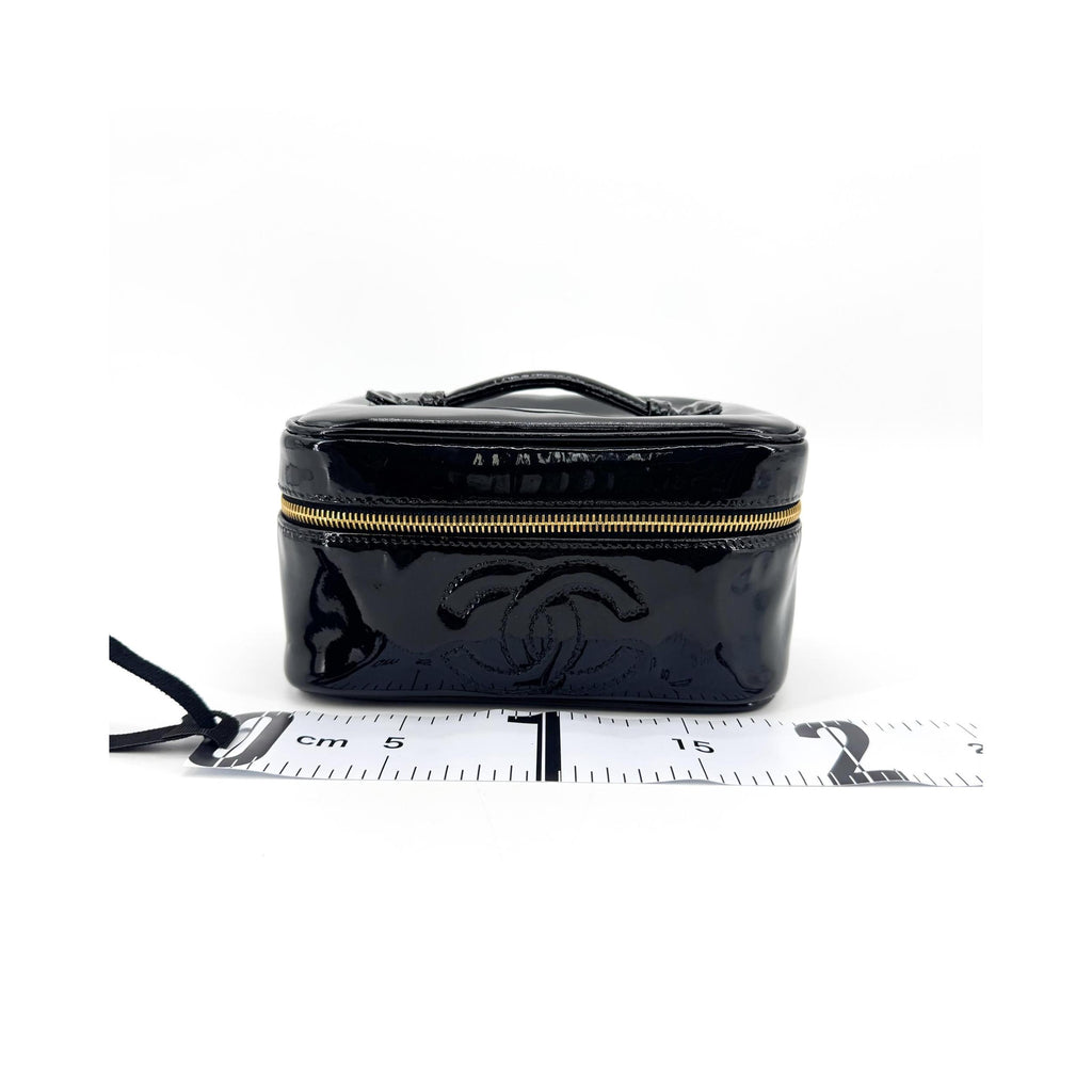 Pochette Chanel Vintage Timeless Cosmetic Case Large Cuir Verni - Noir