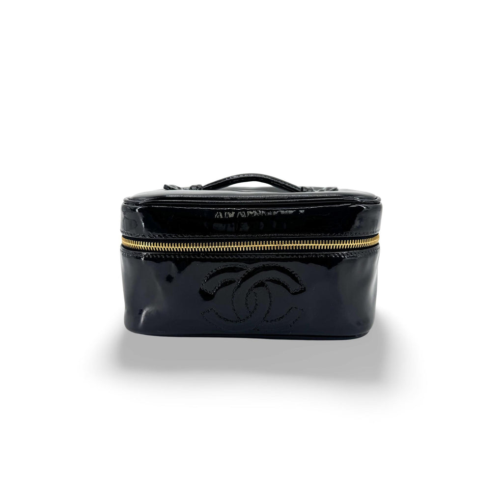 Pochette Chanel Vintage Timeless Cosmetic Case Large Cuir Verni - Noir