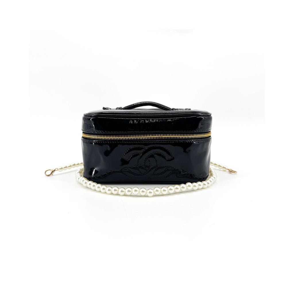 Pochette Chanel Vintage Timeless Cosmetic Case Large Cuir Verni - Noir