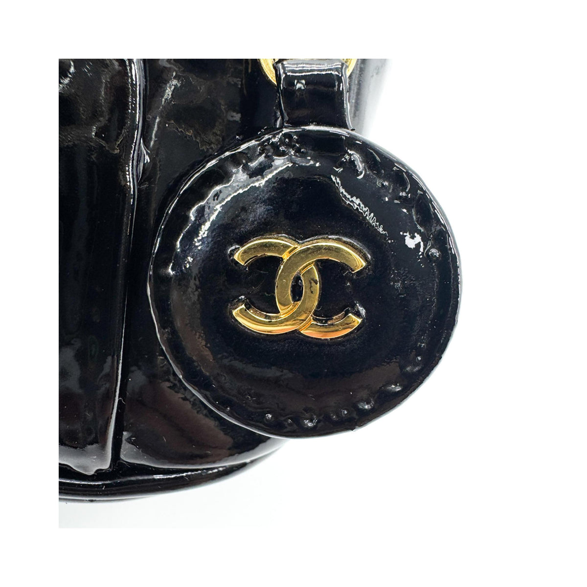Pochette Chanel Vintage Timeless Cosmetic Case Large Cuir Verni - Noir