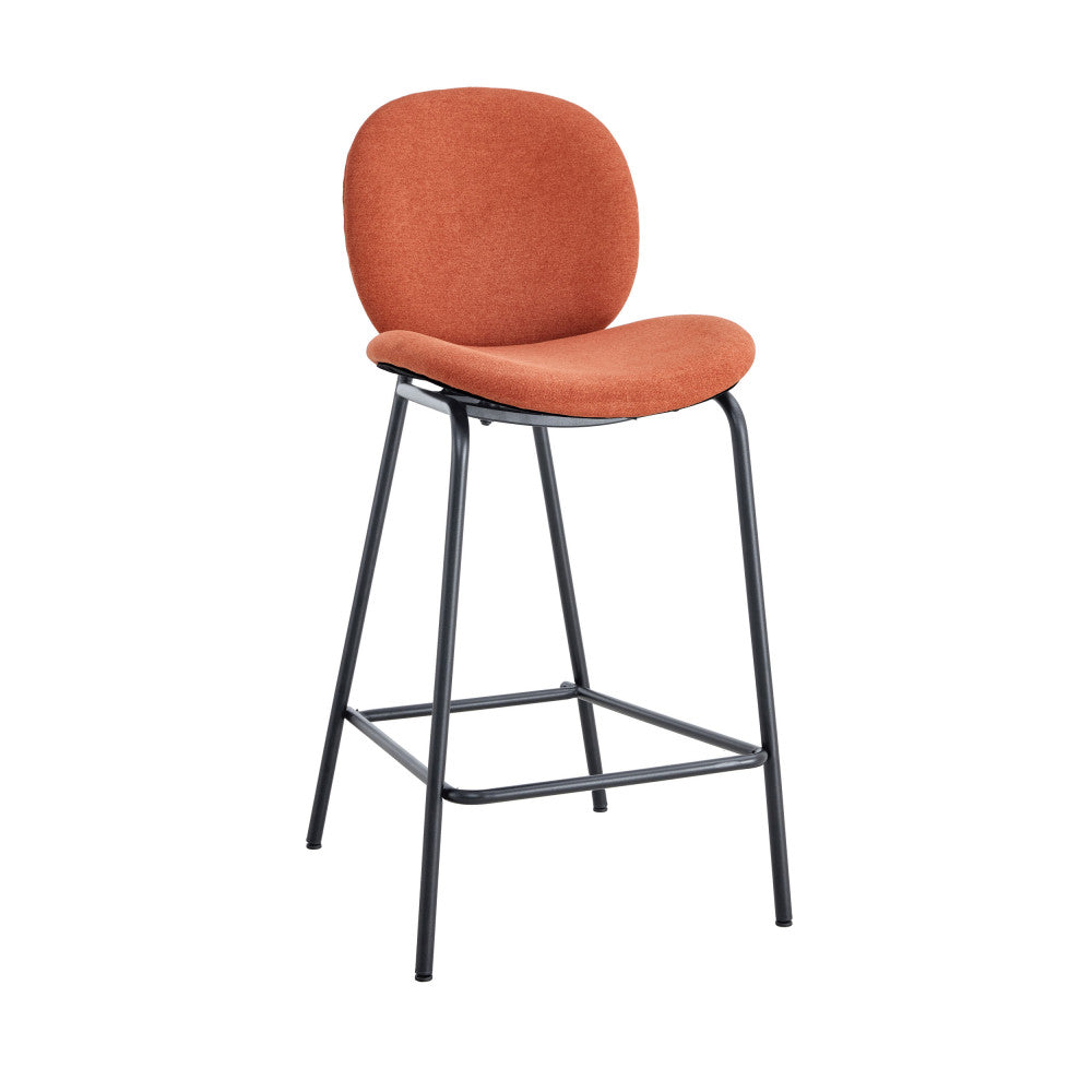 Bega - Set Of 2 Bar Stools - Fabric And Metal - Rust