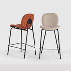 Bega - Set Of 2 Bar Stools - Fabric And Metal - Rust