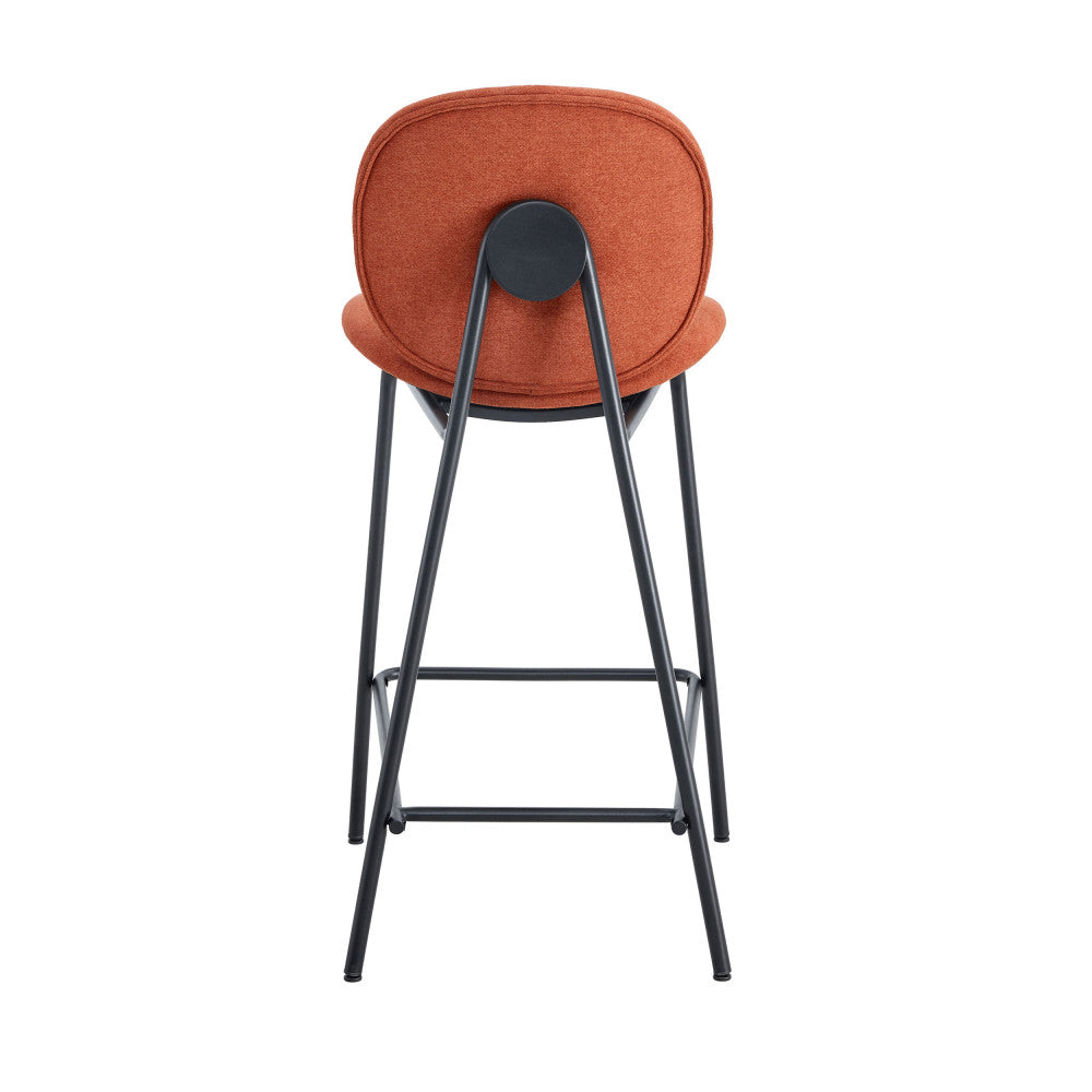 Bega - Set Of 2 Bar Stools - Fabric And Metal - Rust