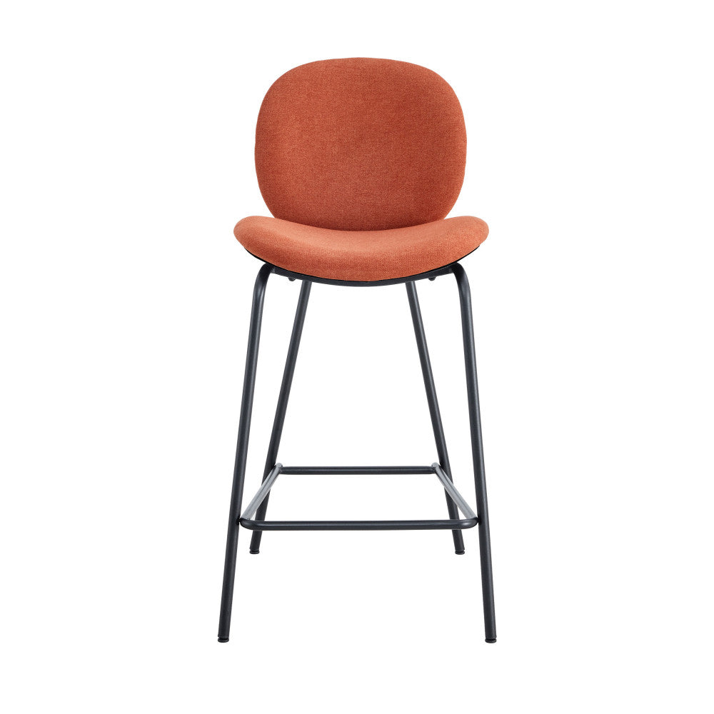 Bega - Set Of 2 Bar Stools - Fabric And Metal - Rust