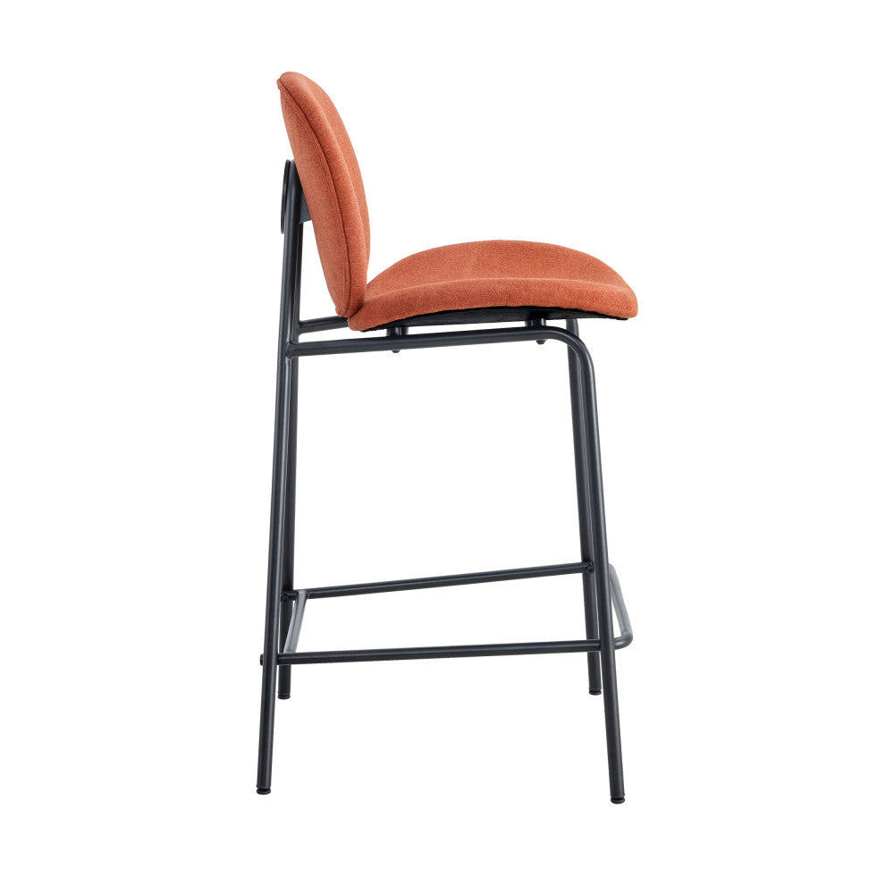 Bega - Set Of 2 Bar Stools - Fabric And Metal - Rust