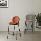 Bega - Set Of 2 Bar Stools - Fabric And Metal - Rust