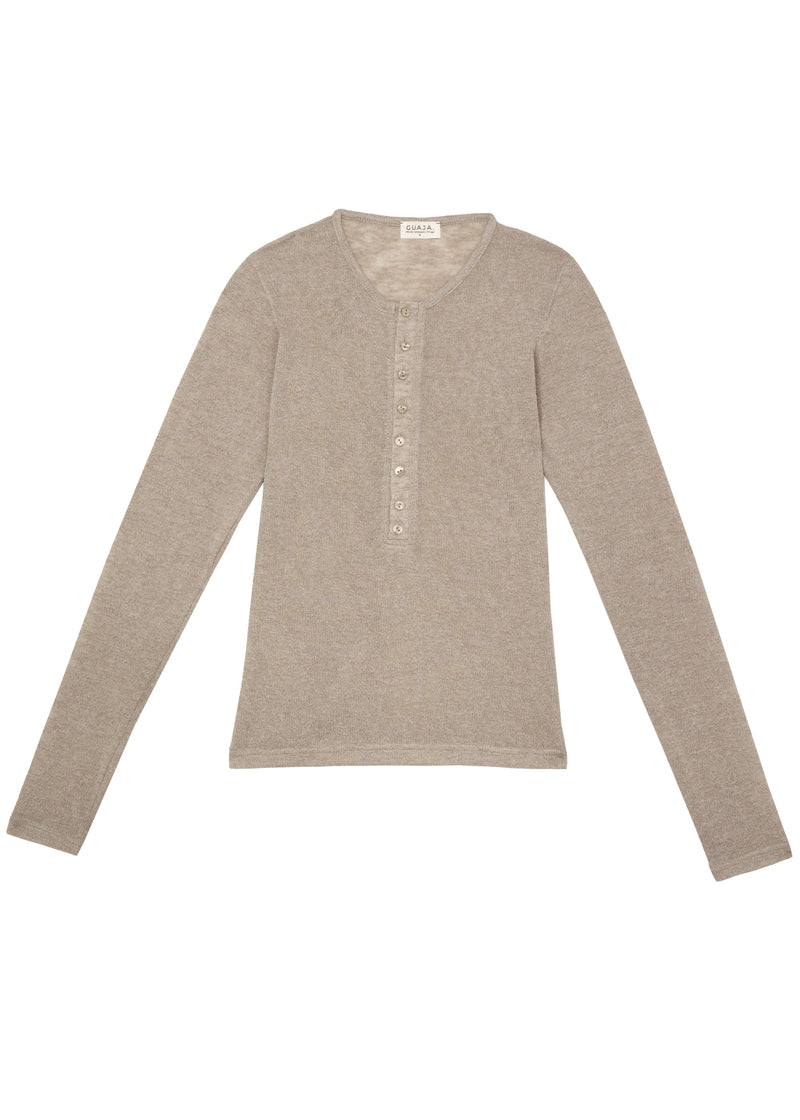 Pull Reese Henley Long Sleeve Débardeur - Beige